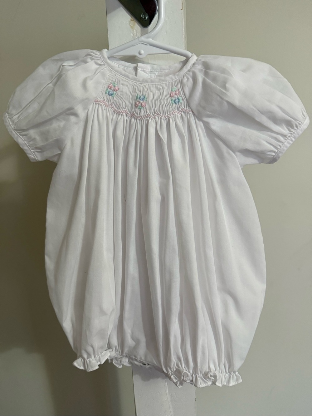 Petit Ami Newborn Hand Embroidered Smocked Bubble Romper